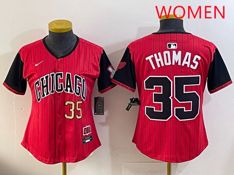 Women 2025 Chicago White Sox #35 Thomas Red Joint Name Nike MLB Jersey style 4